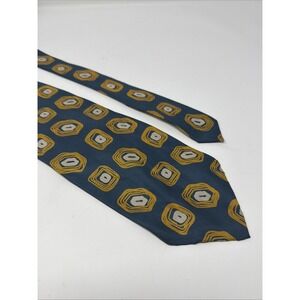 Vintage Givenchy Silk Tie - Gorgeous Teal & Mustard Geometric Pattern 4" Wide